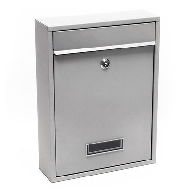 Wiltec Briefkasten silberfarben V10 Postkasten Namensschild 2 Schlüssel Stahl