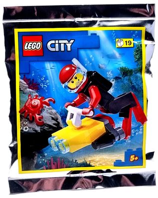 LEGO City 952107 Taucher Figur Eddie Eifrich mit Unterwasserscooter + Krabbe