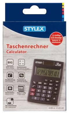 Stylex 42860 Taschenrechner - Alpha - 12-stellige LCD-Anzeige, Solar + Batteriebet...
