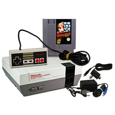 NES Konsole + Controller + Kabel + Spiel Super Mario Bros. 1 - Nintendo Es