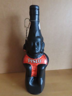 Leere Flasche schwarz Incas mit Schlüsselanhänger 0,75L Pisco Licor