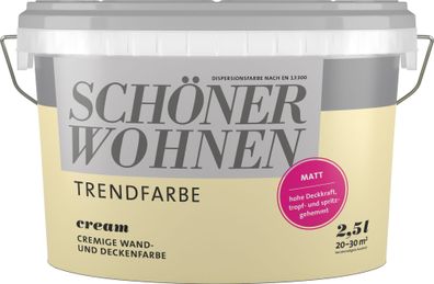 2,5L Schöner Wohnen - Trend- Wandfarbe matt Cream