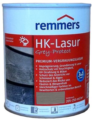 750ml Remmers HK Lasur Graphitgrau Grey-Protect