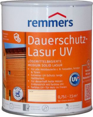 750ml Remmers Dauerschutz-Lasur UV Weiss