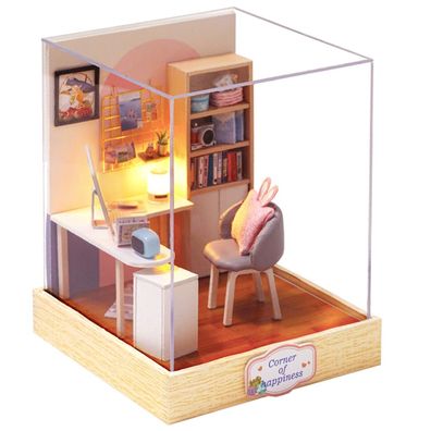 3D-Puzzle DIY holz Miniaturhaus Modellbausatz Puppenhaus Mini Arbeitsecke