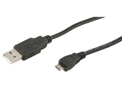 USB-Kabel, 2.0, A-Stecker > Micro B-Stecker, 1,8m, schwarz