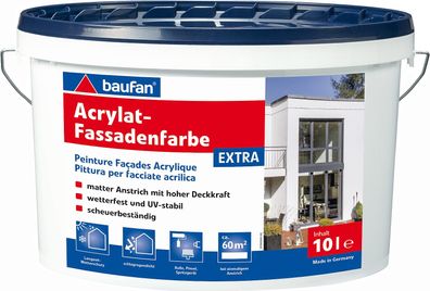 10 L Baufan Acrylat Fassadenfarbe EXTRA weiß
