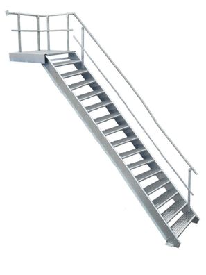 15 Stufen + Podest Stahltreppe Geländer rechts Breite 100cm Geschosshöhe 274-340cm