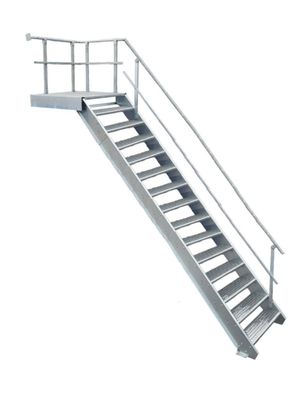 14 Stufen + Podest Stahltreppe Geländer rechts Breite 100cm Geschosshöhe 250-320cm