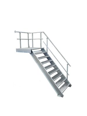 8 Stufen + Podest Stahltreppe Geländer rechts Breite 100cm Geschosshöhe 135-180cm