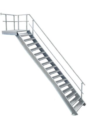 16 Stufen + Podest Stahltreppe Geländer rechts Breite 100cm Geschosshöhe 282-350cm
