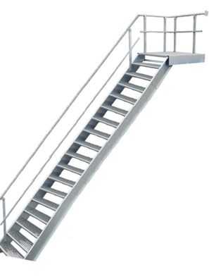 17 Stufen + Podest Stahltreppe Geländer links Breite 100cm Geschosshöhe 299-360cm