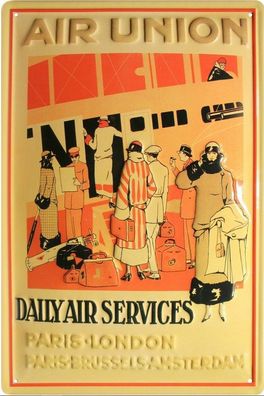 Blechpostkarte 14,5 cm x 10,0 cm Air Union Daily Air Services Paris London