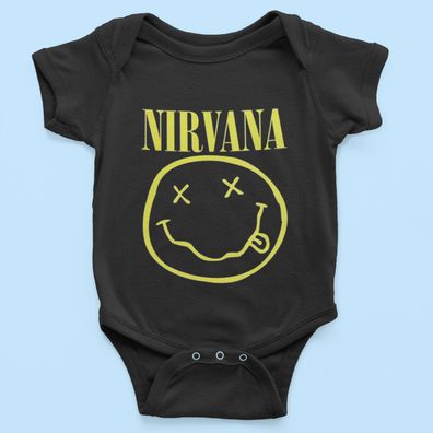 Bio Baumwolle Babystrampler Kurt Cobain Nirvana Smaily Party Funny