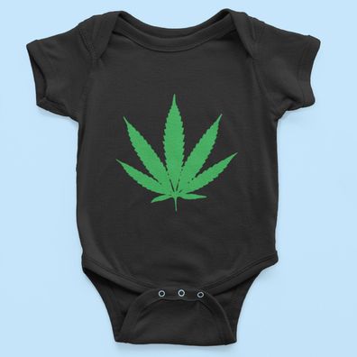 Bio Baumwolle Babystrampler cannabis marihuana blatt funny kiffer weed