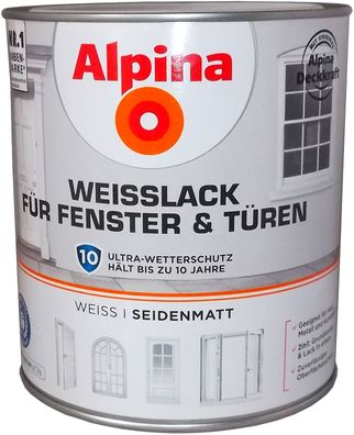 2l ALPINA Weißlack für Fenster & Türen seidenmatt