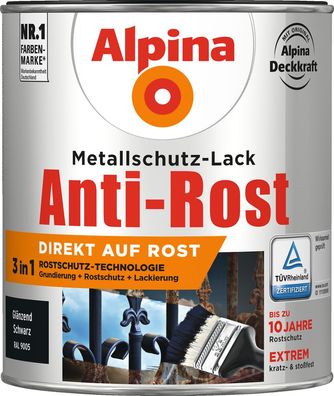 2,5L ALPINA Anti-Rost glänzend schwarz 9005
