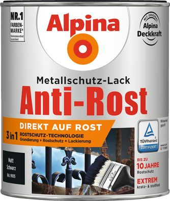 750ml ALPINA Anti-Rost matt schwarz 9005