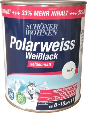 1L Schöner Wohnen Polarweiss Weisslack seidenmatt