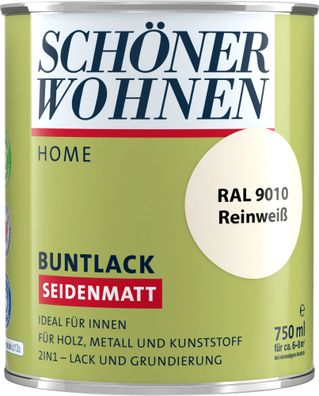 750ml Schöner Wohnen Home Buntlack seidenmatt, RAL 9010 Reinweiß