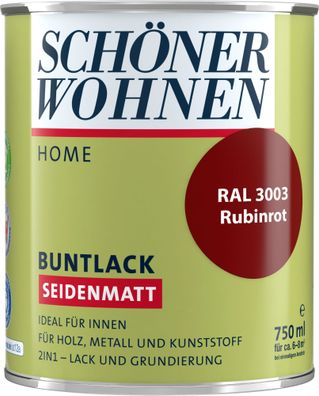 750ml Schöner Wohnen Home Buntlack seidenmatt, RAL 3003 Rubinrot