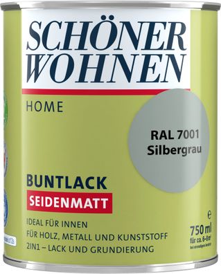 750ml Schöner Wohnen Home Buntlack seidenmatt, RAL 7001 Silbergrau
