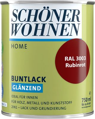 750ml Schöner Wohnen Home Buntlack glänzend, RAL 3003 Rubinrot