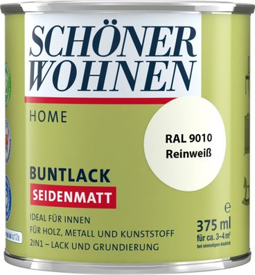 375ml Schöner Wohnen Home Buntlack seidenmatt, RAL 9010 Reinweiß