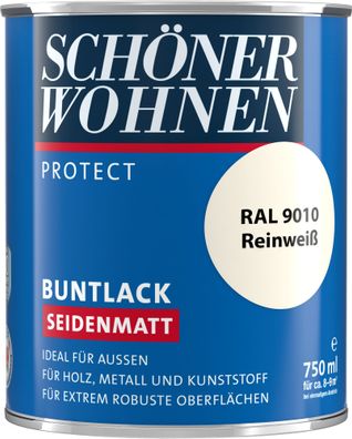750ml Schöner Wohnen Protect Buntlack seidenmatt RAL 9010 Reinweiß
