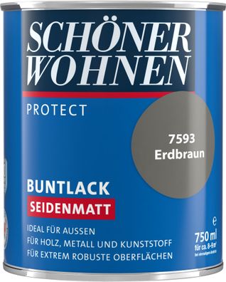750ml Schöner Wohnen Protect Buntlack seidenmatt 7593 Erdbraun