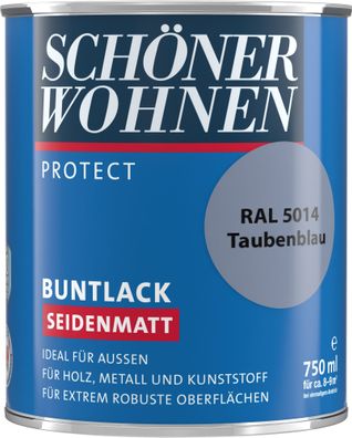 750ml Schöner Wohnen Protect Buntlack seidenmatt RAL 5014 Taubenblau