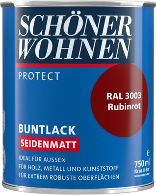 750ml Schöner Wohnen Protect Buntlack seidenmatt RAL 3003 Rubinrot