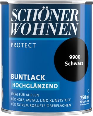750ml Schöner Wohnen Protect Buntlack hochglänzend 9900 Schwarz