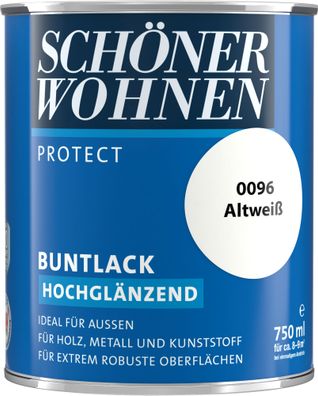 750ml Schöner Wohnen Protect Buntlack hochglänzend 0096 Altweiß
