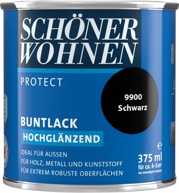 375ml Schöner Wohnen Protect Buntlack hochglänzend 9900 Schwarz