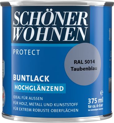 375ml Schöner Wohnen Protect Buntlack hochglänzend RAL 5014 Taubenblau