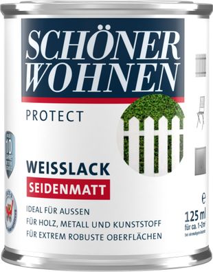 125ml Schöner Wohnen Protect Weisslack seidenmatt weiss
