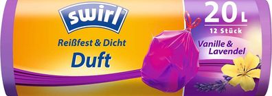Swirl 20 Liter DUFT-Müllbeutel Vanille-Lavendel, (12/ Rolle), 45x50cm
