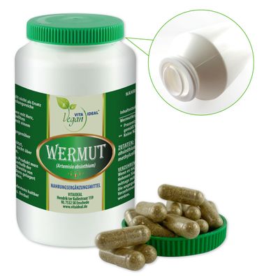 VITA IDEAL Vegan® Wermut Kraut Kapseln -Artemisia absinthium- Tagesportion 540mg