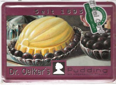 Blechpostkarte 14,5 cm x 10,0 cm Dr. Oetker Pudding Vanillepudding mit Pflaumen