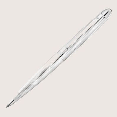 POCKET Kugelschreiber Linien-Design Silber mit Gas-Druck-Mine