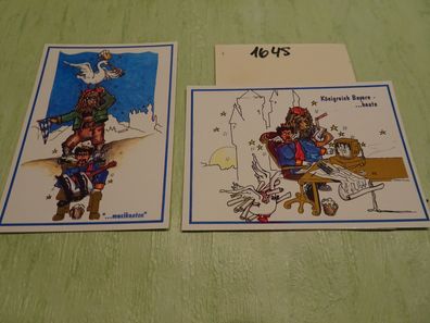 2 ältere Postkarten Bärenscards Kini Crew München Humor Musikanten Bayern