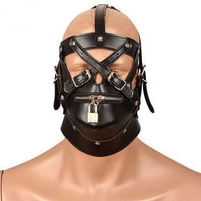 Herren Kopfmaske Zipper Abschließbar Erotische PU Maske Sex spielzeug für Paare