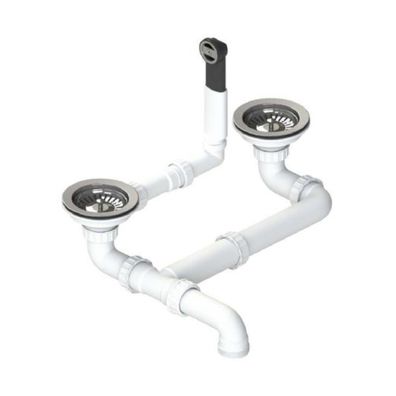 BLANCO Ablaufgarnitur 2 x 3,5'' Sieb ohne Ablauffernbedienung Überlauf rund 222685