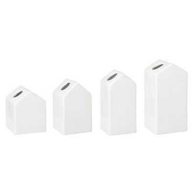 Zuhause Vasen klein 4er-Set Gartenhäuschen Porzellan, Räder Design