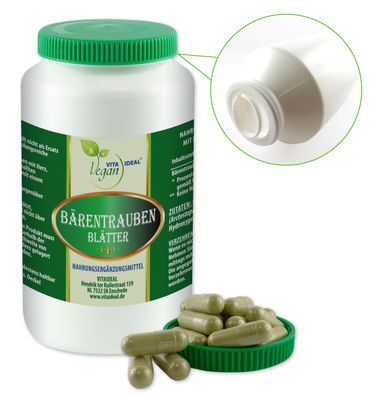 VITA IDEAL Vegan® Bärentrauben Blätter Kapseln Arct. uva-ursi Tagesportion 900mg
