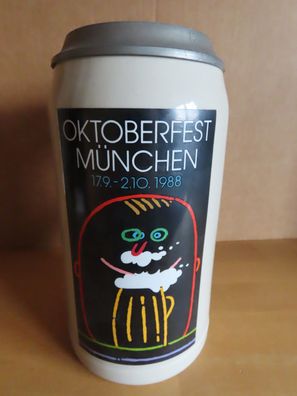 Bierkrug Bierhumpen Oktoberfest München 1988 Grafik T. Piskorski/ ca.1L