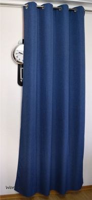 Vio Ösenschal Blau Vorhang Leinenoptik mit Ösen 140x245cm Blickdicht Übergardine