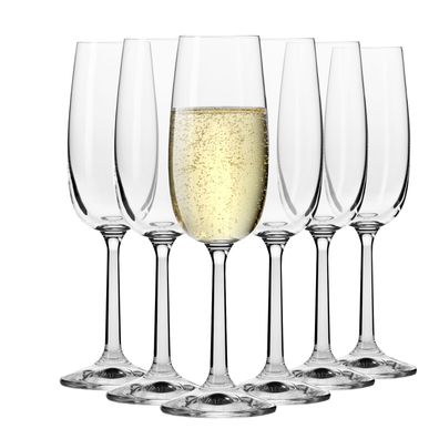 Krosno Gläser für Champagne Prosecco Sektflöten | Set 6 | 170 ml | Spülmaschine