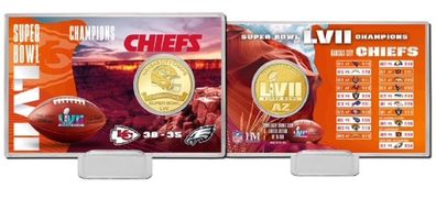 NFL SuperBowl LVII Champion Kansas City Chiefs Münze Coin Card Aufsteller